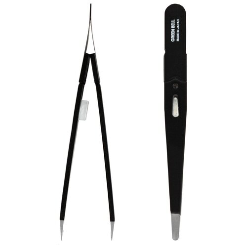 Пинцет с узкими закругленными краями из нержавеющей стали 9,4 см Green Bell