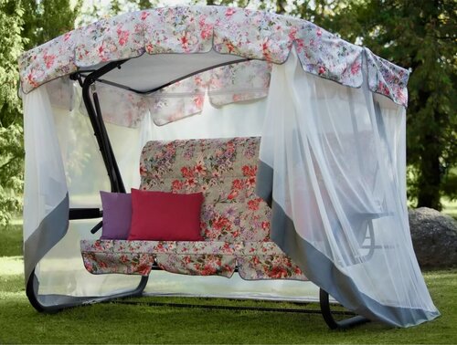 Изображение товара Садовые качели Olsa "Турин Премиум", 3-х местные, с москитной сеткой, нагрузка до 280 кг.