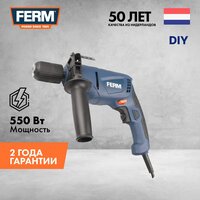 Ударная дрель Ferm PDM1051, 550 Вт синий/черный