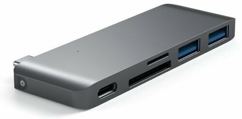 Концентратор Satechi Type-C USB 3.0 Passthrough Hub ST-TCUPM для Macbook 12", 1x USB-C, 2 x USB 3.0, SD, microSD, серый космос