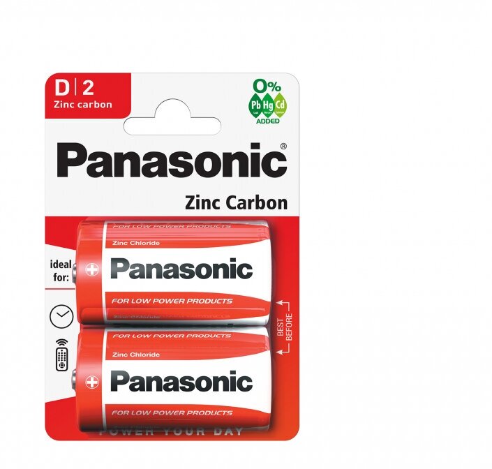 Батарейки Panasonic Red Zink R20 Bli Zink-Carbon, 2 шт. (R20REL/2BPR) - фото №2