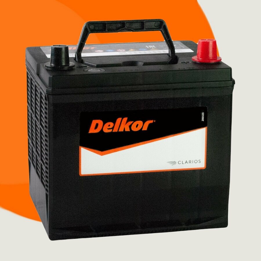 Аккумулятор автомобильный DELKOR 26R-550 60 Ач, пуск. ток 550 А, обрат. полярность, 206x172x205
