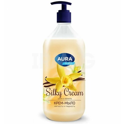 Крем-мыло AURA Silky Cream Шелк и ваниль 1000мл 4752171017290 крем мыло aura silky cream шелк и лотос 1000мл