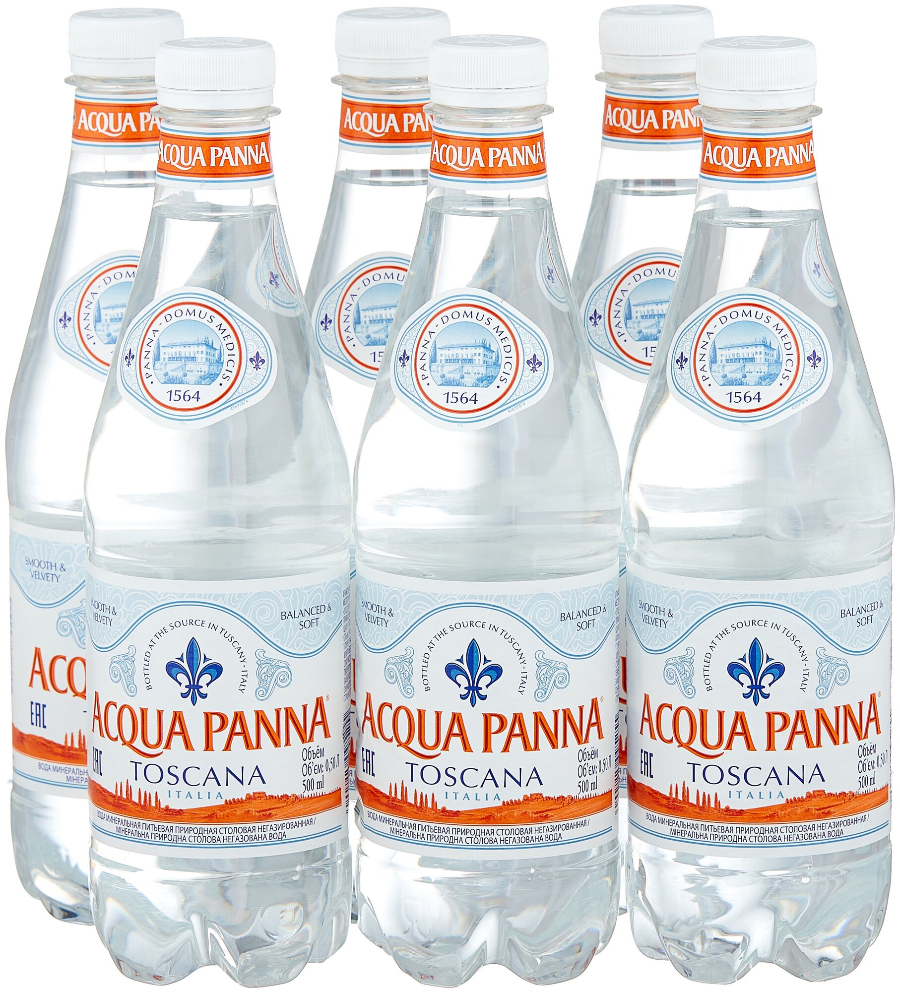 Минеральная вода Acqua Panna негазированная, ПЭТ, 6 шт. по 0.5 л