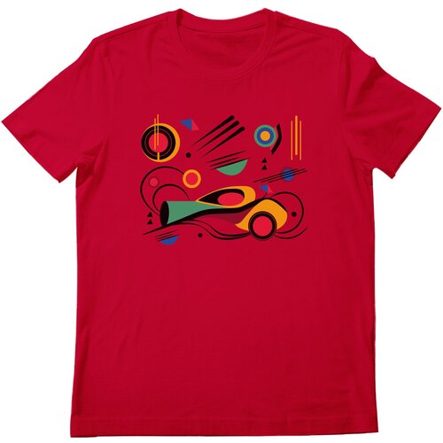 Женская футболка «Машина будущего. Абстракция в стиле Кандинского» (2XL, белый)