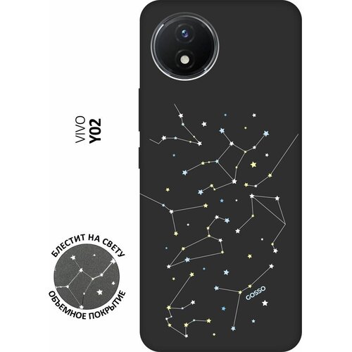 Матовый Soft Touch силиконовый чехол на Vivo Y02, Виво У02 с 3D принтом Constellations черный матовый soft touch силиконовый чехол на vivo y02 виво у02 с 3d принтом yuri gagarin stickers черный