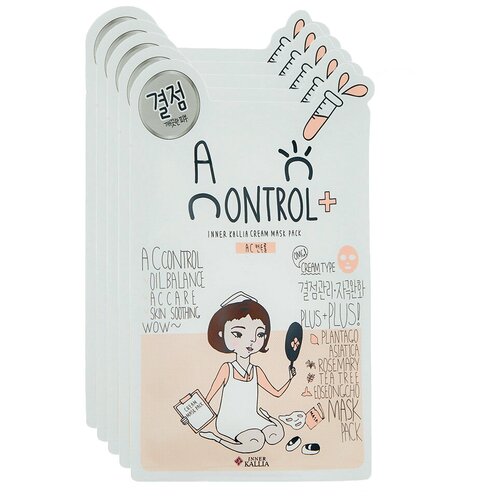 ELMOLU Тканевая крем-маска Ac Control контроль акне, 23 г, 5 шт. по 5 мл