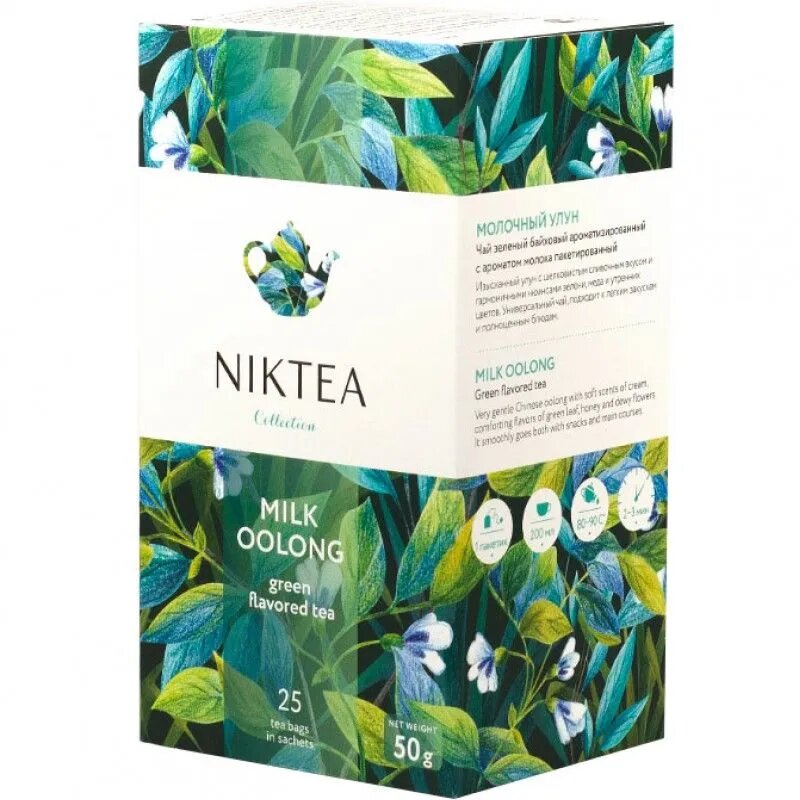 Чай зеленый 2 шт по 25 пакетиков*2 г с ароматом молока Niktea Milk Oolong