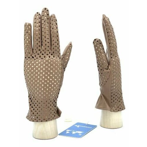 Перчатки Kasablanka демисезонные, натуральная кожа, размер 8, бежевый