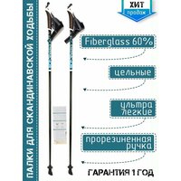 Палки для скандинавской ходьбы, фиксированные, FINPOLE NERO 100% Fiberglass, 125 см