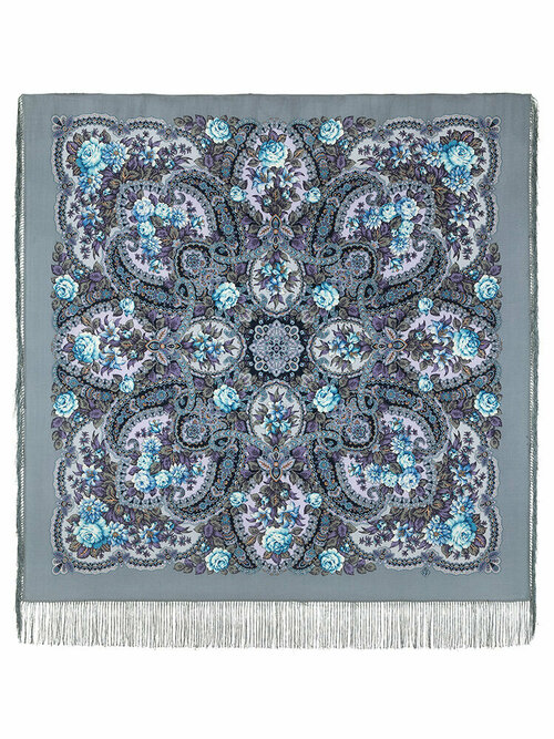 Платок Павловопосадская платочная мануфактура, 125х125 см, серый