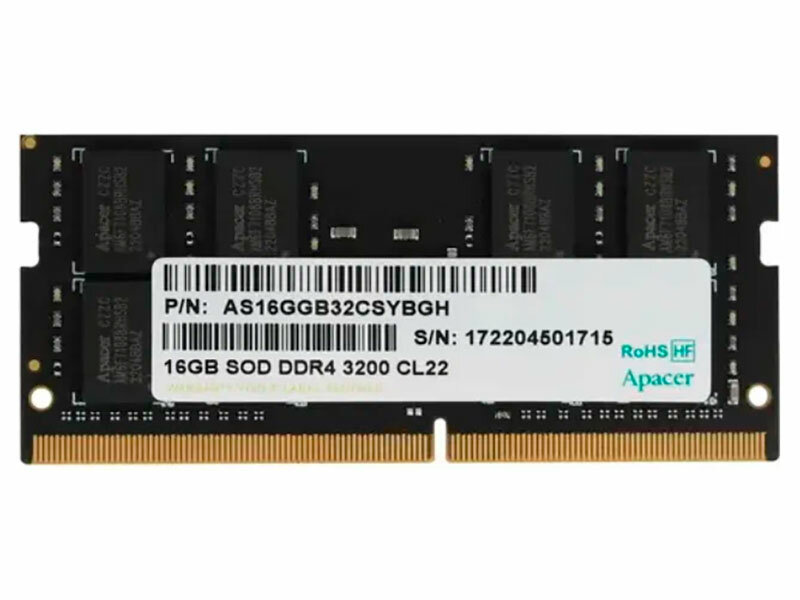 Оперативная память Apacer SO-DIMM DDR4 16Gb 3200MHz (AS16GGB32CSYBGH)