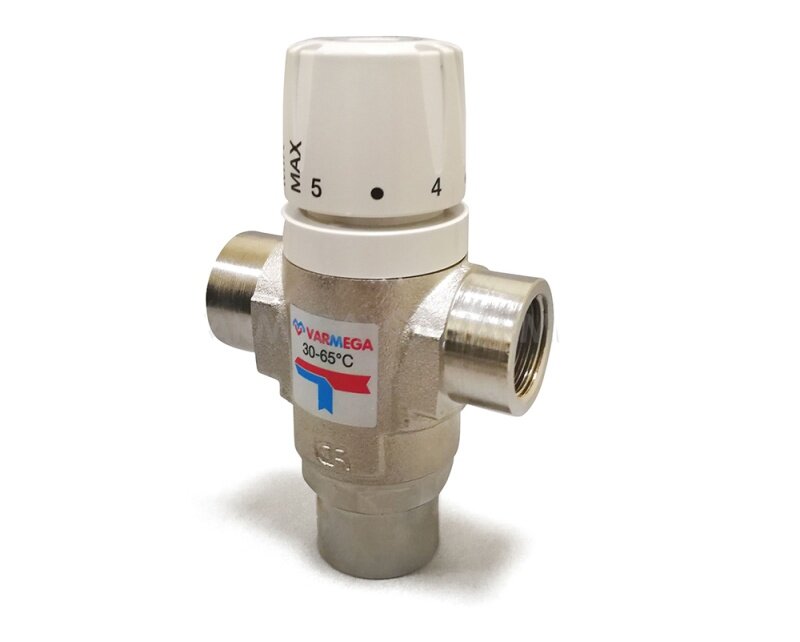 VARMEGA Термостатический смесительный клапан 1/2"ВР 30-65°С Kv1.6 боковое смешение