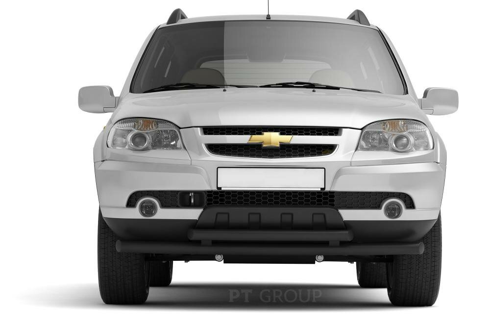 Защита переднего бампера двойная Ø63/51мм (ППК) CHEVROLET Нива 2009-2020/ для Лада Нива Travel 2021- Искра (Серебристый)