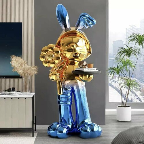 Напольная фигура столик Bunny (Голубой+золото)