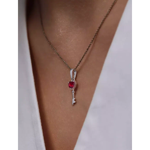 Подвеска Argentum, серебро, 925 проба, родирование, гранат синтетический, размер 2.5 см., красный