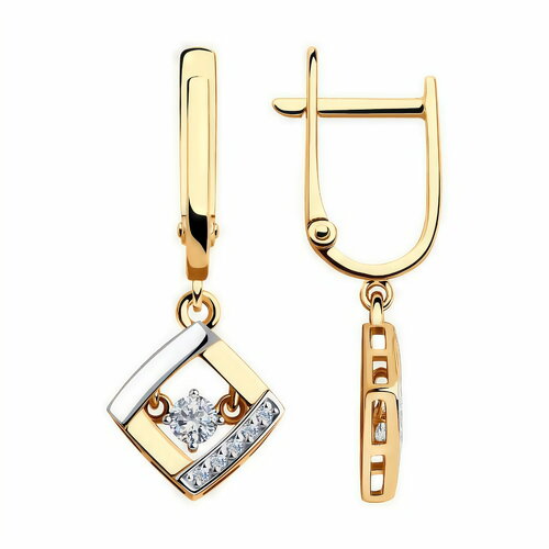 Серьги Diamant online, красное золото, 585 проба, фианит, , золотистый
