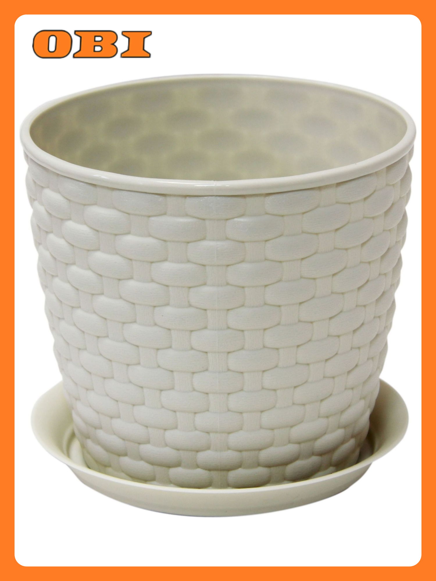 Кашпо IDEA Ротанг d135 см 1 л полипропиленовое белое с поддоном