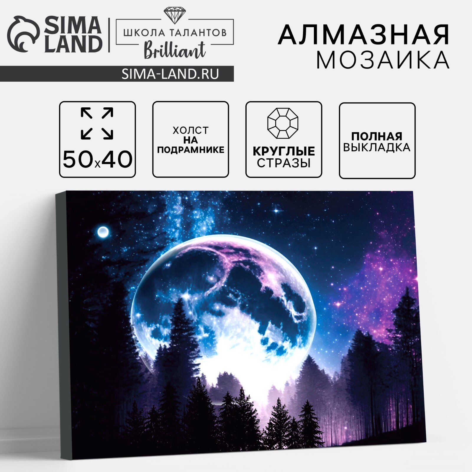Алмазная вышивка полное заполнение "Сказочный лес", на холсте 40*50 см