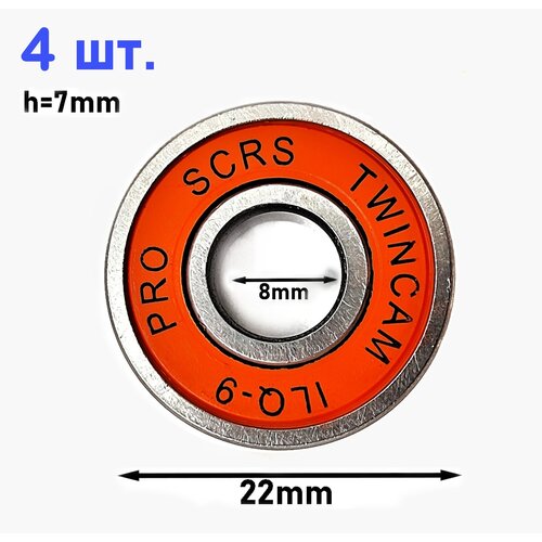 Подшипник ILQ-9 SCRS PRO комплект 4шт, для колес скейтборда, лонгборда, круизера, роликов, самоката, колясок, 608RS от Спорт Компот