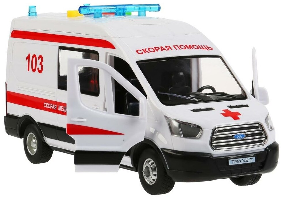 Машина свет+звук "ford transit скорая" 22,5см, пластик, инерц