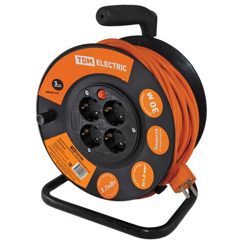 Удлинитель силовой УКз16-004 TDM (4 места/30м ПВС 3х1, 0)