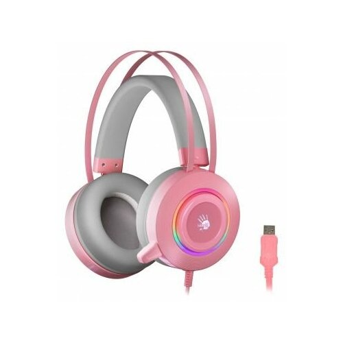 Наушники с микрофоном A4Tech Bloody G521 розовый 2.3м мониторные USB оголовье (G521 ( PINK )) игровые наушники a4tech bloody g521 pink