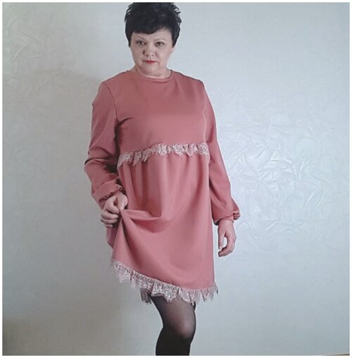 Платье повседневное, свободный силуэт, до колена, размер 44 L, розовый