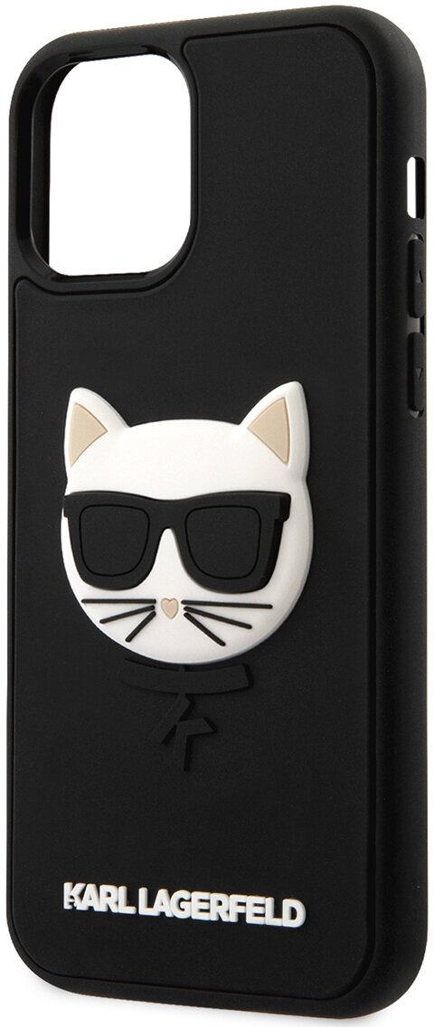 Lagerfeld для iPhone 12/12 Pro (6.1) чехол 3D Rubber Choupette's head Hard Black