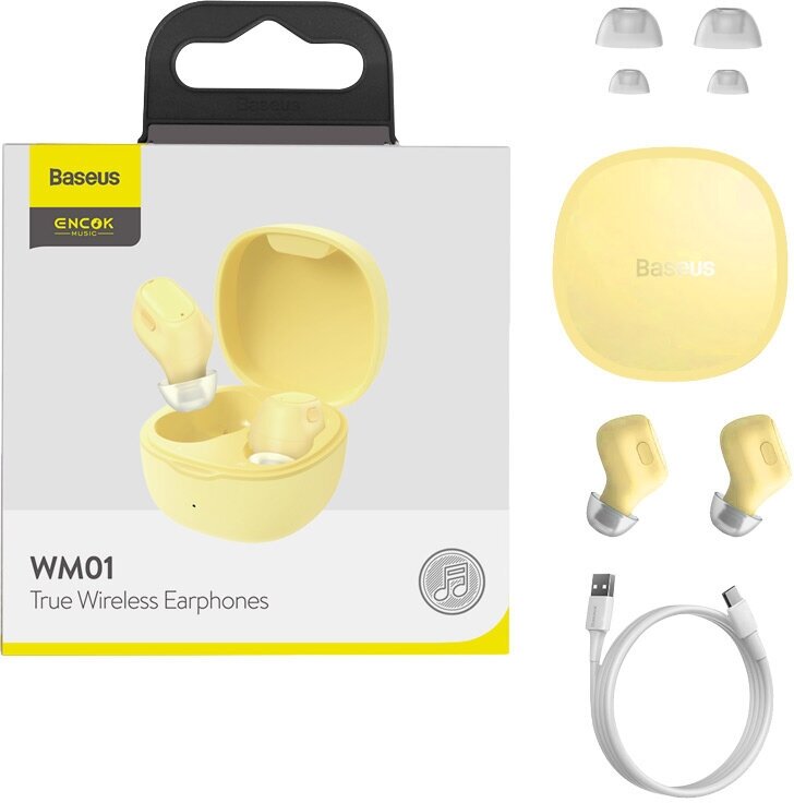 Беспроводные наушники BASEUS Encok True WM01, Bluetooth 5.0, Желтый