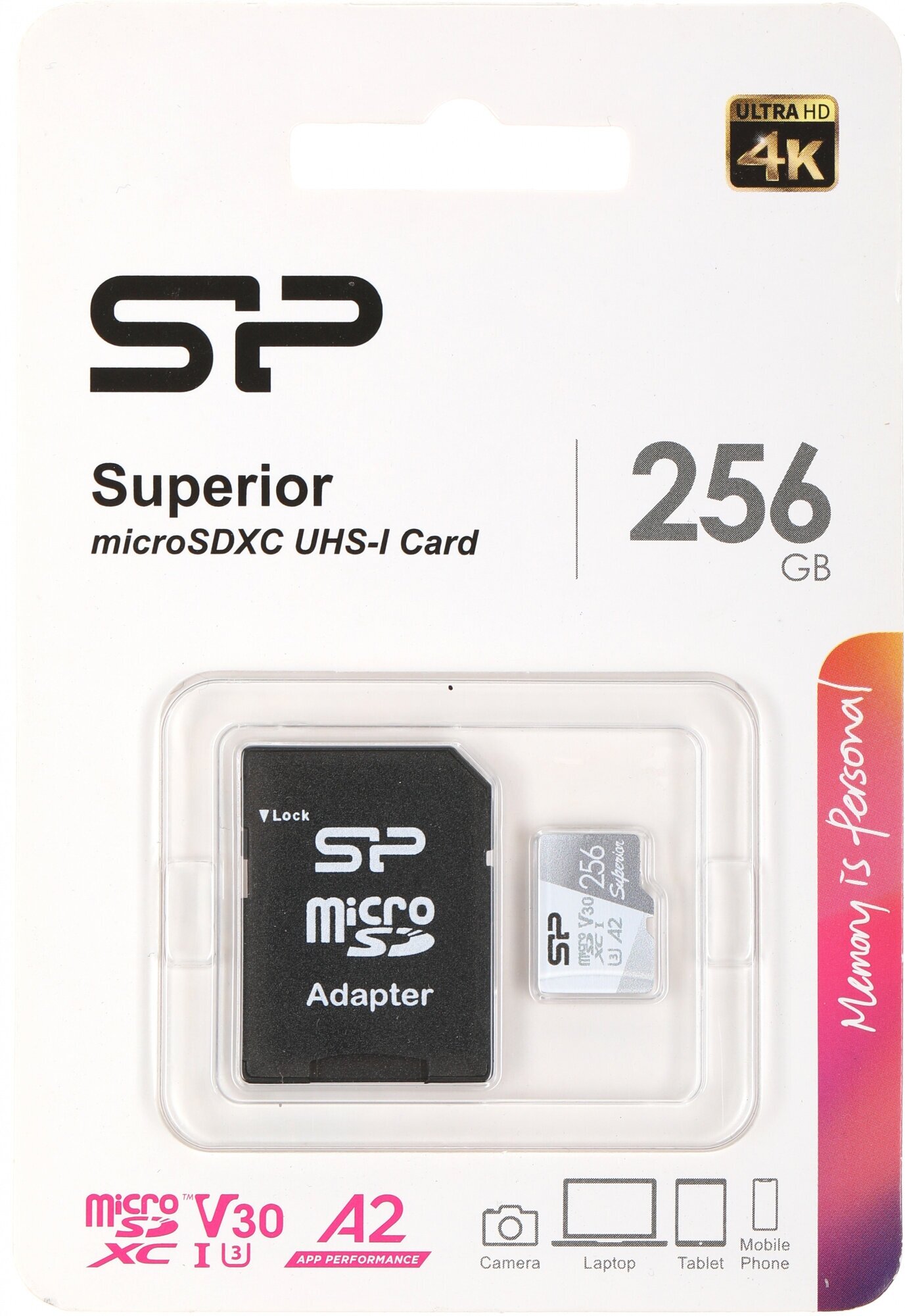 Флеш карта microSDXC 256Gb Class10 Silicon Power SP256GBSTXDA2V20SP Superior adapter