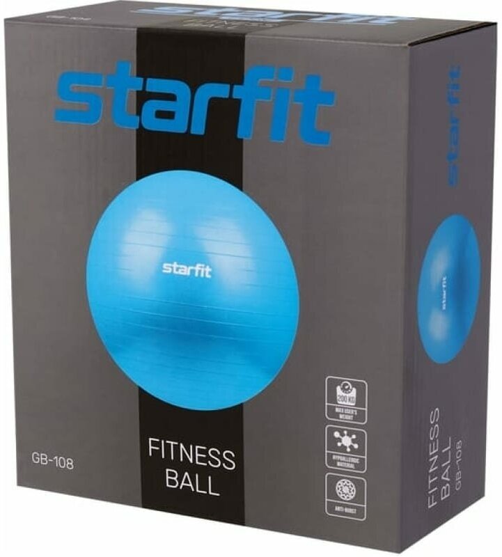 STARFIT Фитбол GB-108 75 см, 1200 гр, антивзрыв, темно-синий УТ-00020232