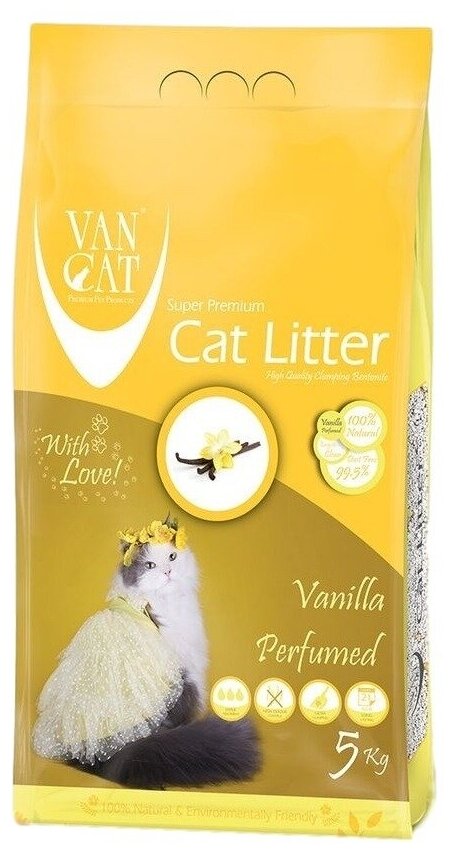 VAN CAT VANILLA 5кг Наполнитель комкующийся для кошачьего туалета с ароматом ванили