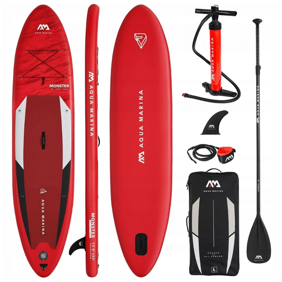 Сапборд надувной SUP Aqua Marina Monster 12.0 с веслом, насосом и страховочным лишем