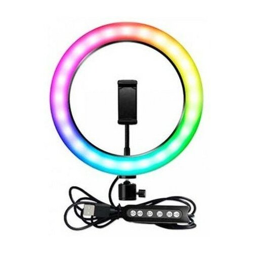 Кольцевая лампа цветная MJ26 RGB LED с пультом на проводе 26см в коробке White 87100₽