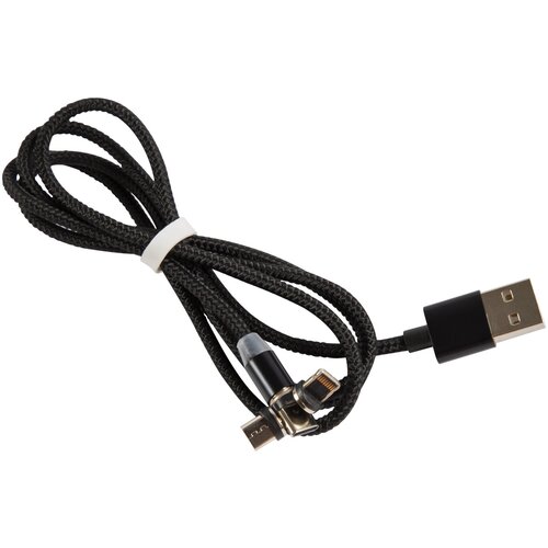 Дата кабель USB - Type-C,8 - pin, micro USB магнитный, нейлоновая оплетка (3 в 1)/Провод/Кабель USB -Type-C,8 - pin, micro USB разъем/кабель черный