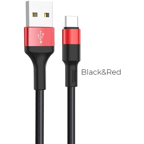 Кабель USB HOCO X26 Xpress USB - Type-C, 2А, 1 м, черный+красный кабель usb type c hoco x26 xpress 80244 ут000033416