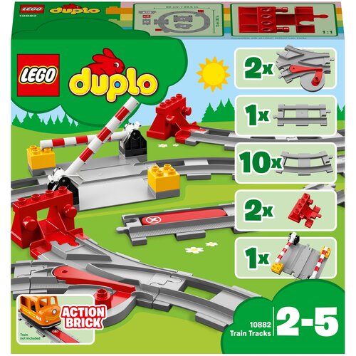 lego duplo 10412 поезд с животными 19 дет Конструктор LEGO DUPLO Town 10882 Рельсы, 23 дет.