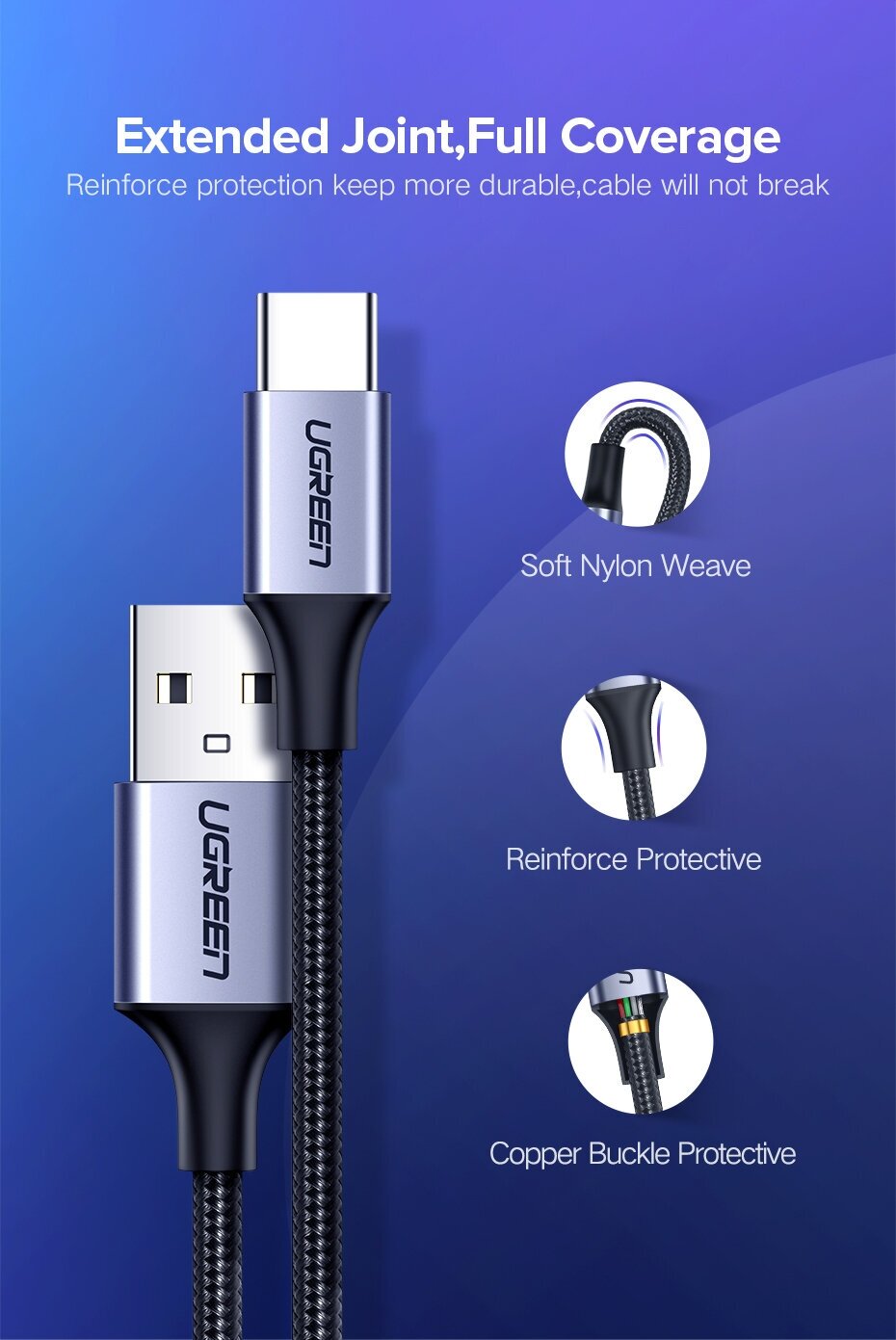 Кабель UGreen USB 20 - USB Type-C (US288)