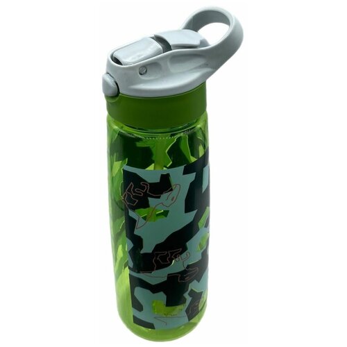 фото Бутылка для воды kwelt "dino" 800 мл, пластик, пластиковое кольцо, зеленый