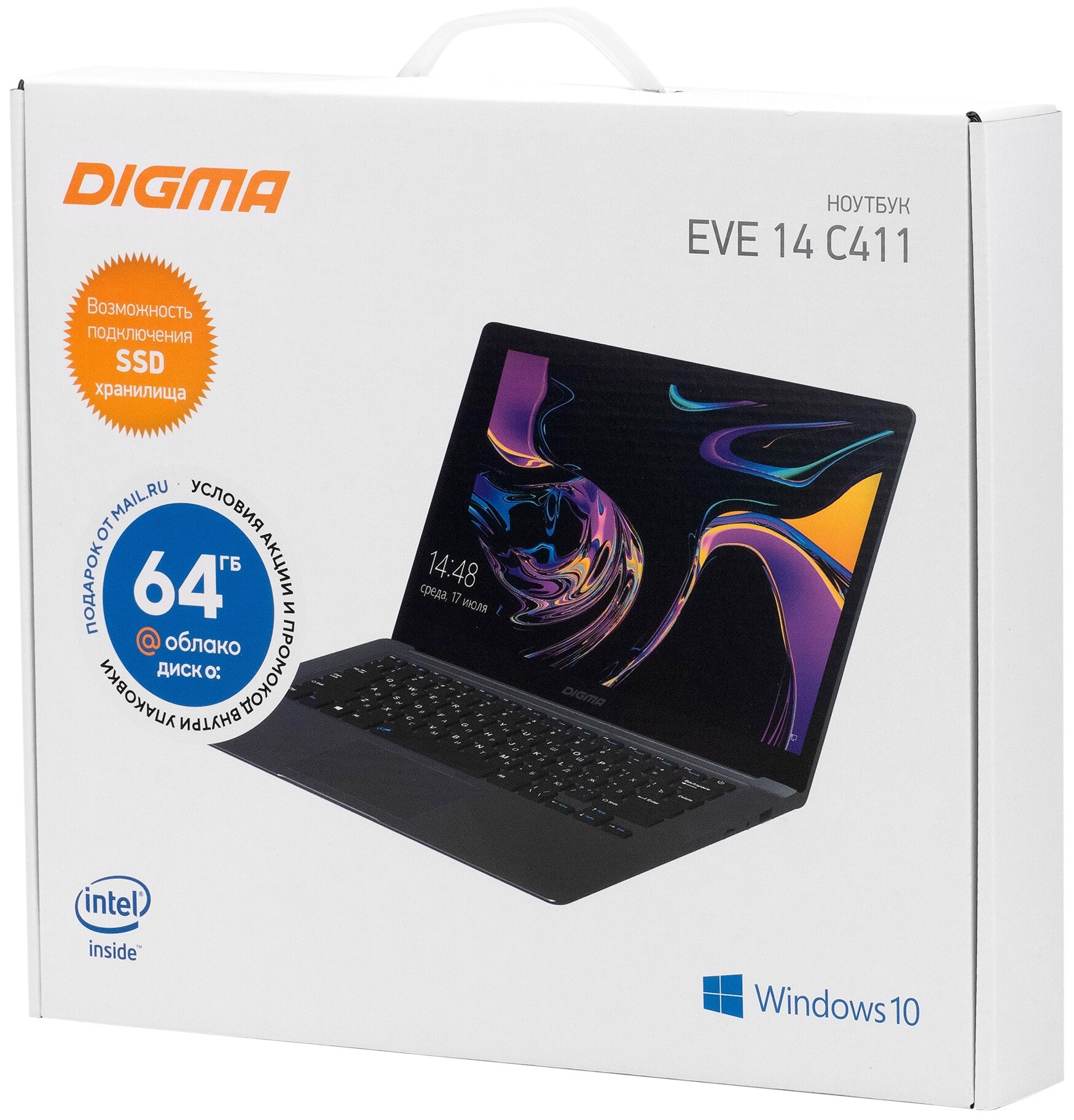 Ноутбук Digma EVE 14 C411 141 IPS Intel Celeron N3350 11ГГц 4ГБ 128ГБ SSD Intel HD Graphics 500 Windows 10 Home ES4058EW темно-серый