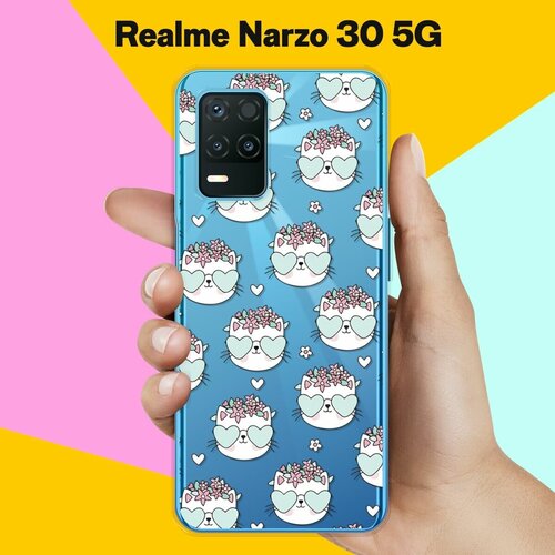 Силиконовый чехол на realme Narzo 30 5G Коты в очках / для Реалми Нарзо 30 5 Джи силиконовый чехол на realme narzo 30 5g клуб любителей собак для реалми нарзо 30 5 джи