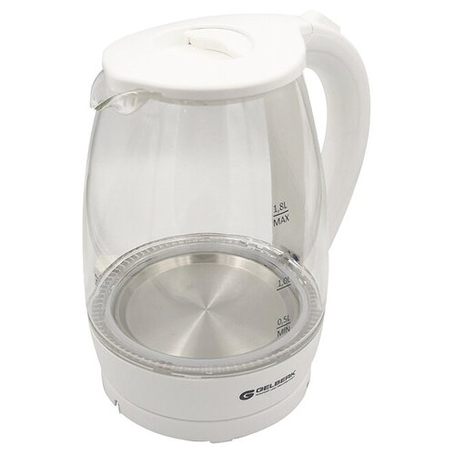 Чайник электрический 18Л 2000ВТ диск стекло LED подсв голуб цвета БЕЛ GELBERK 305100₽