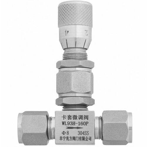 Кран игольчатый высокоточный под трубку 8 мм нержавеющая сталь AISI-304 2700₽