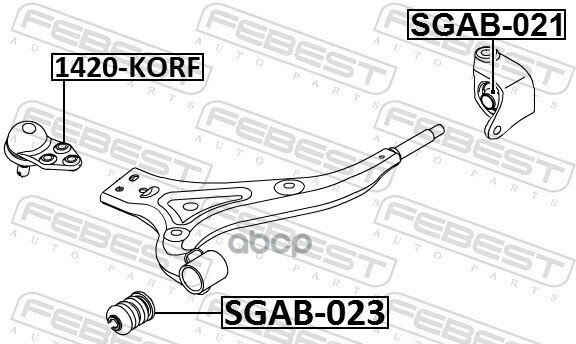 Сайлентблок Рычага Ssang Yong New Actyon 10-13 Пер. подв. Febest арт. SGAB-021
