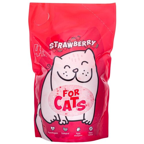 Силикагелевый наполнитель For Cats 4л клубника