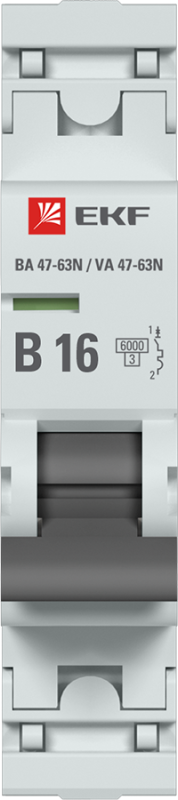 Выключатель автоматический 1п 16А (B) 6кА ВА 47-63N PROxima | код. M636116B | EKF (3шт. в упак.)
