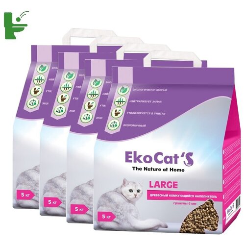 eko cat s mini древесный комкующийся наполнитель 2х10л Eko Cat`s Large древесный комкующийся наполнитель 4х5кг