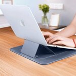 Чехол-подставка для ноутбука WiWU Skin Pro Portable Stand Sleeve для MacBook Pro 16.2 дюйма (кожаный) - Синий - изображение