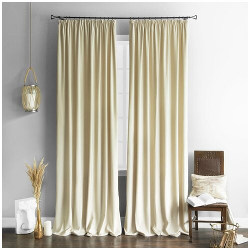 фото Комплект штор pasionaria "бархат айвори" на шторной ленте, 145х270 см - 2 шт.
